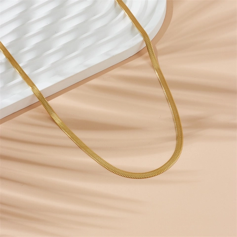 Collier Chaîne à Chevrons Minimaliste en Acier Inoxydable pour Femme Plqué Or Argent Bijoux de Mode Cadeau