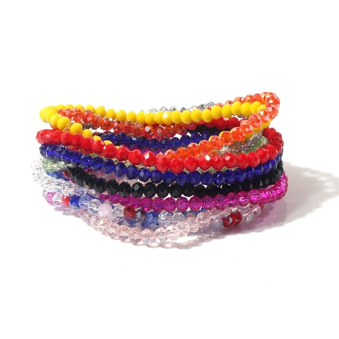 Minimalist Faceted Artificial Crystal Beaded Bracelet For Women Handmade Elastic Stretch Geometric Jewelry Accessory Gift
