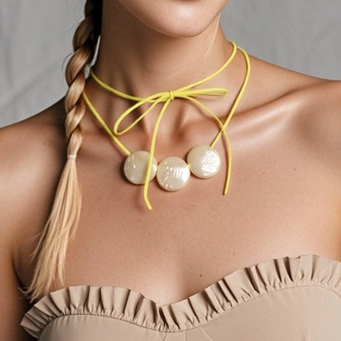 Minimalist Geometric Resin Round Disc Pendant Necklace For Women Candy Color Suede Rope Lace Up Choker Vintage Jewelry