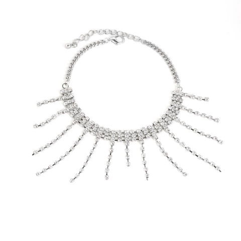 Élégante Chevillère à Gland en Alliage d'Argent et Strass Chaîne Réglable Bijoux de Pied pour Femme Accessoire de Mode Mariage