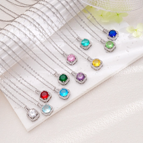 Copper Zirconia Jewelry Set Square Perfume Bottle Pendant Necklace Halo Stud Earrings For Women Fashion Jewelry Accessories