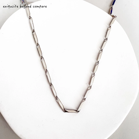 Collana a Catena in Acciaio Inossidabile Minimalista Geometrica a Bastoncino di Bambù Per Uomo Donna Gioielli Stile Industriale