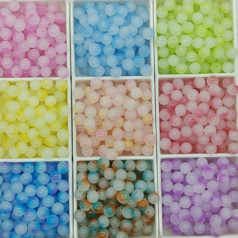 Round Gradient Glass Beads Loose Beads For DIY Jewelry Making Handmade Bracelet Necklace Accessory Painted Spacer Beads