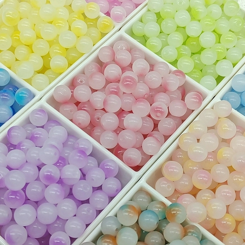 Round Gradient Glass Beads Loose Beads For DIY Jewelry Making Handmade Bracelet Necklace Accessory Painted Spacer Beads