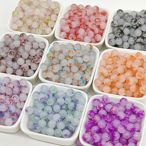 Round Lampwork Glass Beads With Ink Wash Pattern And Gold Foil Effect DIY Loose Beads For Jewelry Making Handicrafts Accessory