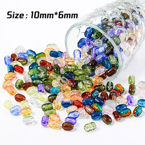 Rectangular Glass Beads Ice Crack Lampwork Loose Beads For DIY Bracelet Necklace Jewelry Making Handicrafts Accessories