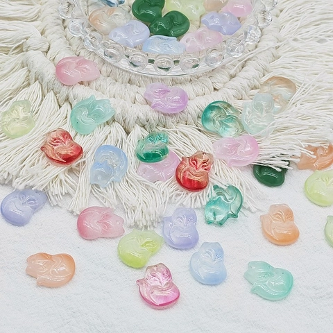 Small Fox Shape Glass Pendants For DIY Jewelry Making Accessories Handmade Ancient Style Multicolored Animal Charms