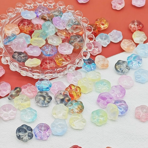 Cute Cat Paw Shape Gradient Glass Beads For Jewelry Making DIY Handmade Bracelets Necklaces Lampwork Animal Claw Spacer Beads