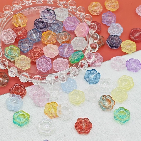 14mm Sunflower Lampwork Glass Beads Floral Pattern Straight Hole Loose Beads For DIY Bracelet Necklace Jewelry Making Materials