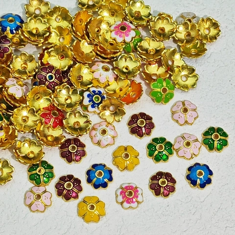 Vintage Alloy Enamel Cloisonne Flower Bead Cap Spacer Beads For DIY Bracelet Necklace Jewelry Making Accessories