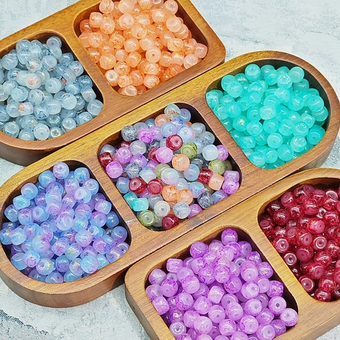 6x8mm Water Dye Glass Barrel Beads Cylindrical Lampwork Loose Beads For DIY Bracelet Necklace Jewelry Making Accessory