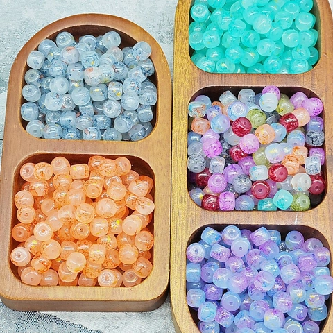 6x8mm Water Dye Glass Barrel Beads Cylindrical Lampwork Loose Beads For DIY Bracelet Necklace Jewelry Making Accessory