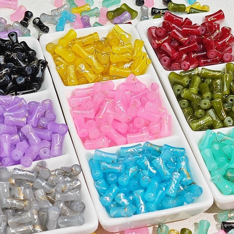 Antique Style Bamboo Glass Beads For DIY Jewelry Making Brushed Lampwork Beads Gold Wire Thread For Hairpins Bracelets Handcraft