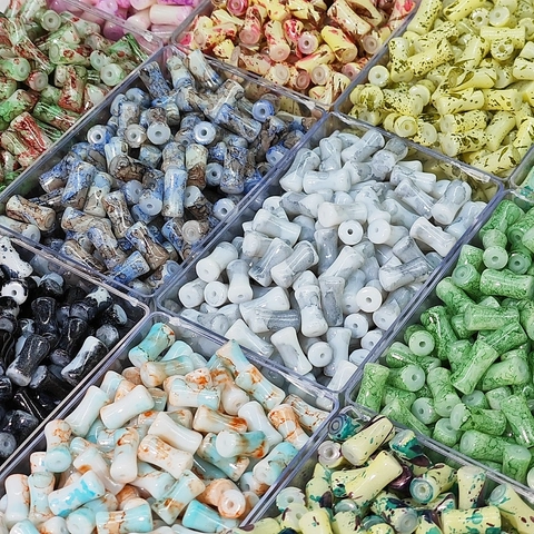 Multicolor Painted Glazed Glass Beads Ink Wash Style Bamboo Joint Lacquered Loose Beads For DIY Bracelet Necklace Making Jewelry Findings