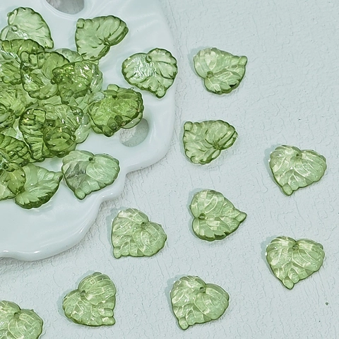 Cuentas de Hoja de Acrílico para Creación de Joyas DIY Colgantes de Hoja Verde Con Agujero para Collar Pulsera Manualidades Decoración
