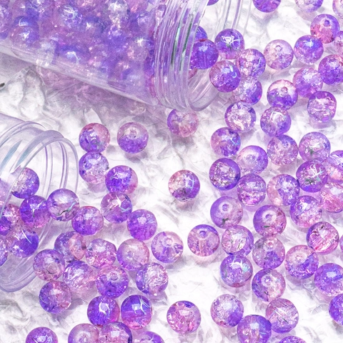 10mm Silver Wire Crackle Glass Beads Round Colorful Ice Shattered Glass Beads For DIY Bracelet Necklace Jewelry Making Handmade Crafts