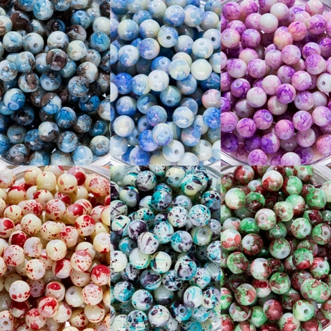 Handgeschilderde Lampwork Glazen Kralen Inkt Schildering Patroon Bamboe Dadel Ronde Vorm DIY Sieraden Maken Accessoires Materiaal