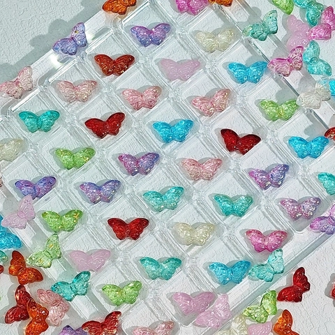 Colorful Butterfly Shape Glass Beads Painted Transparent Loose Beads For DIY Jewelry Making Handmade Crafts Decoration Hair Accessories