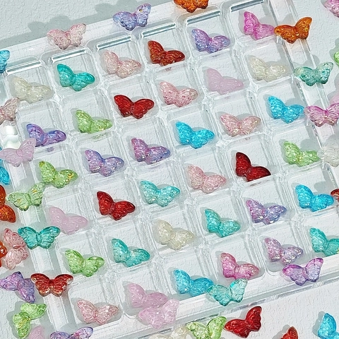 Colorful Butterfly Shape Glass Beads Painted Transparent Loose Beads For DIY Jewelry Making Handmade Crafts Decoration Hair Accessories