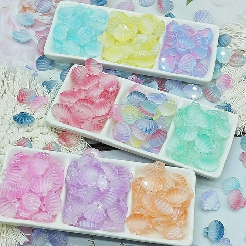 Marine Scallop Shell Glass Beads For DIY Jewelry Making Handmade Mermaid Charms Accessories Craft Supplies Colorful Glass Beads