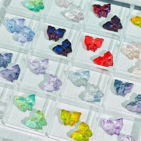 Perles en Verre Papillon Transparentes Lampwork Breloques en Cristal pour la Fabrication de Bijoux DIY Bracelet Fait Main Accessoires de Cheveux