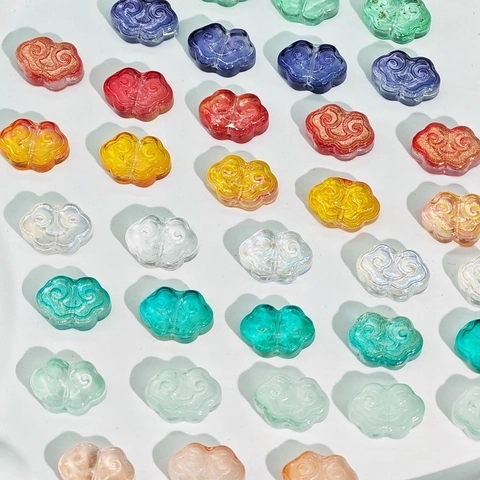 Chinese Style Auspicious Cloud Ruyi Painted Glass Beads For DIY Jewelry Making Accessories Craft Tassel Earrings Loose Beads