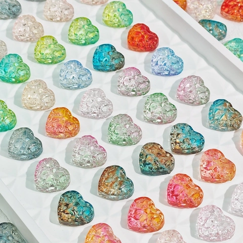 Heart Shape Lampwork Glass Beads Electroplated Cracked Texture DIY Jewelry Making Loose Spacer Beads Bracelet Earring Accessory