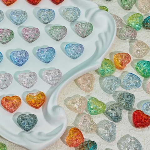Heart Shape Lampwork Glass Beads Electroplated Cracked Texture DIY Jewelry Making Loose Spacer Beads Bracelet Earring Accessory