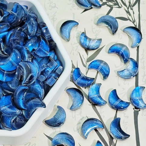 Halbmond Geformte Glasperlen Lackiert Glitzer Bunt Transparent Lose Perlen Für DIY Schmuckherstellung Zubehör Handgefertigt Basteln