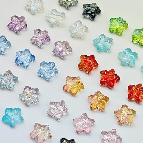 DIY Colored Glaze Star Bow Beads Handmade Jewelry Making Material Pentagram Glass Beads For Bracelets Hairpin DIY Craft