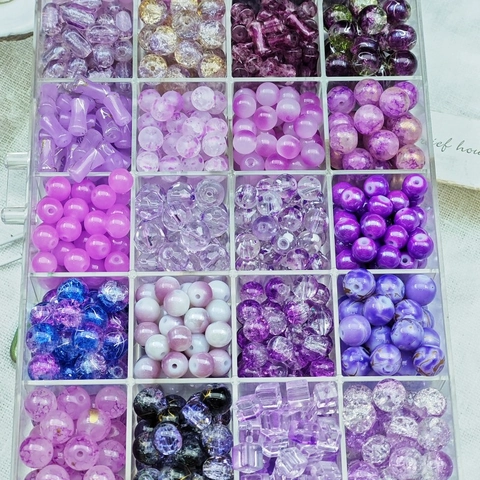 Lila Serie Glasperlen Für DIY Schmuckherstellung Runde Krakelee Zwischenperlen Für Armband Halskette Handgefertigtes Bastelzubehör