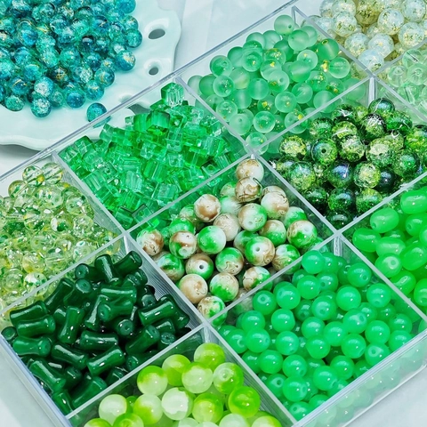 Green Glass Lampwork Loose Beads For DIY Jewelry Making Bracelet Necklace Handmade Craft Supplies Round Marbled Crackle Style Beads
