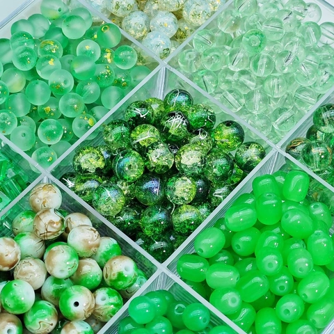 Green Glass Lampwork Loose Beads For DIY Jewelry Making Bracelet Necklace Handmade Craft Supplies Round Marbled Crackle Style Beads