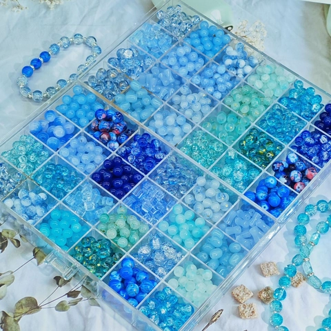 Blaue Serie Glasperlen Für DIY Schmuckherstellung Lampwork Runde Crackle Perlen Lose Spacer Für Armband Halskette Handwerk