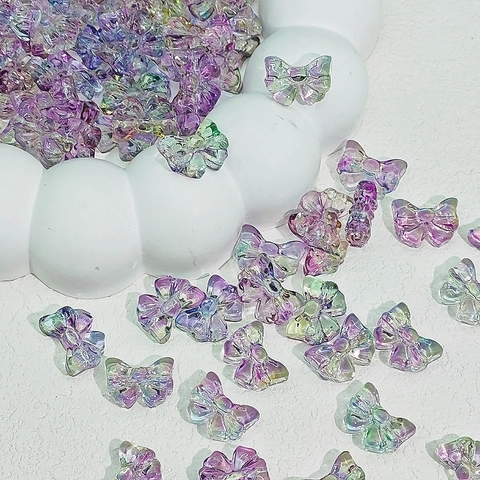 14x10mm Lampwork Glass Bow Beads Lacquered Butterfly Shape Transparent DIY Jewelry Making Materials Loose Beads Accessories