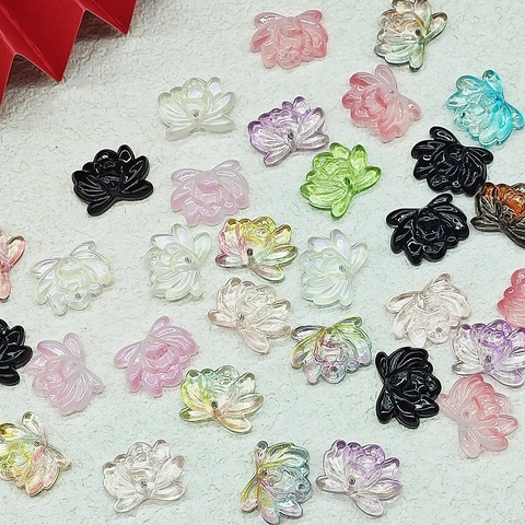 New Chinese Style Lotus Shaped Glass Beads Handmade Jewelry Making DIY Necklace Bracelet Accessories Decorative Loose Beads
