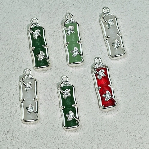 Ciondolo a Forma di Nodo di Bambù in Stile Cinese Lega Imitazione Giada Per Collana Bracciale DIY Accessori per Creazione Gioielli