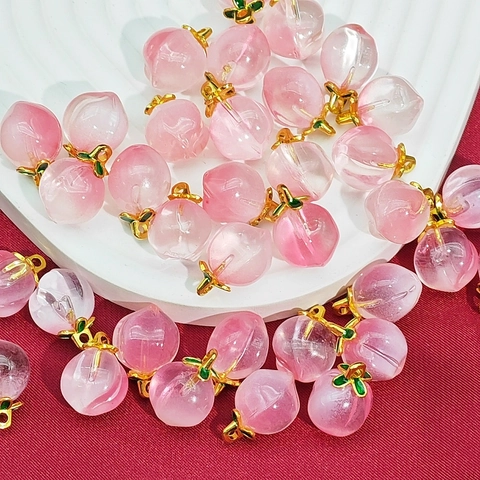 Peach Shape DIY Resin Pendant Alloy Fruit Charms For Jewelry Making Handmade Necklace Bracelet Earrings Pendant Only