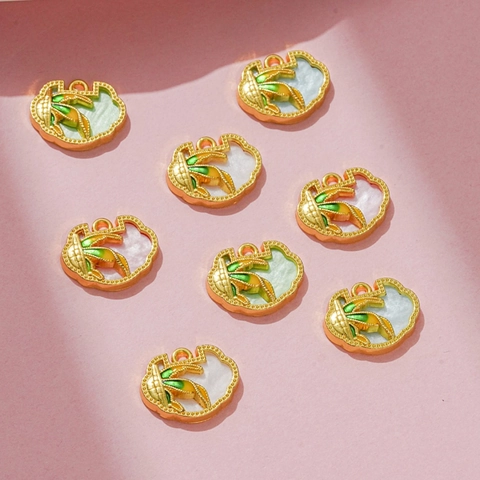 Chinese Style Alloy Enamel Ruyi Longevity Lock Corn Pendants DIY Jewelry Making Accessories Fortune Character Charms For Women