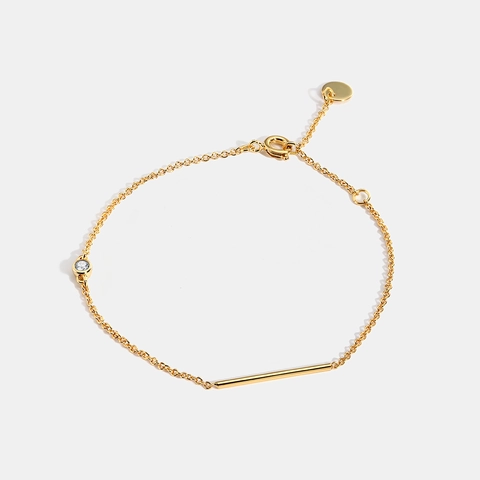 Bracciale in Rame Placcato Oro Minimalista per Donna Barra Geometrica Zirconia Intarsiata Bracciale a Catena Gioielli di Moda