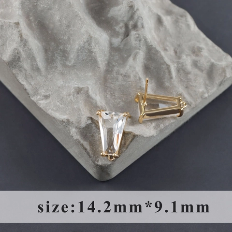 Componenti per Orecchini a Lobo Fai da Te in Rame Placcato Oro 18K Vetro di Terre Rare a Trapezio Con Occhiello per Gioielli
