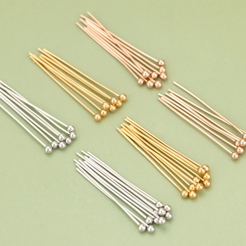 Copper Ball Headpins For Jewelry Making DIY Handcrafted Beads Metal Head Pins Polished Findings Gold Silver Rose Gold Color