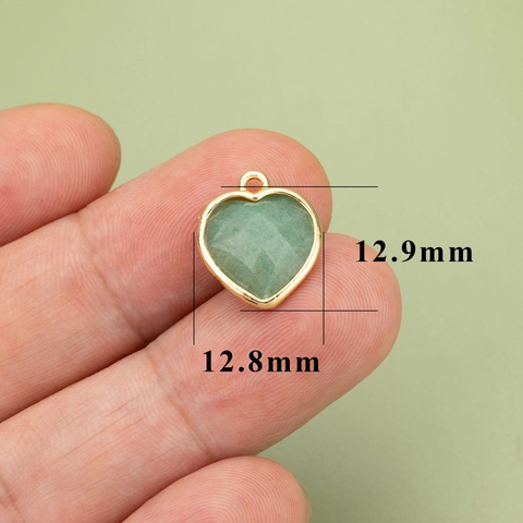 Pendentif Facetté en Forme de Cœur en Pierre Naturelle Cuivre Électroplaqué Accessoires de Bijoux DIY pour Collier Boucle d'Oreille Femme