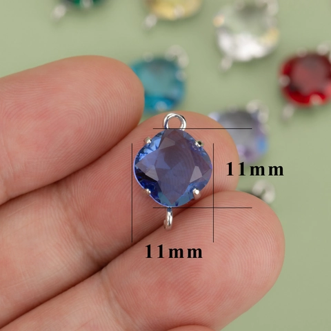 Elegant Rhombus Faceted Glass Stone Connector Charms With Double Loops For DIY Bracelet Necklace Jewelry Making Findings