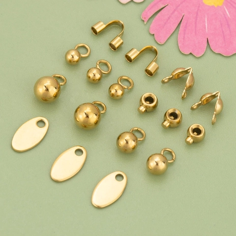 Gold Plated Stainless Steel Jewelry Findings Positioning Beads Wire Protectors Bail Buckles For DIY Jewelry Making Crafts