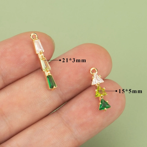 DIY Copper 18K Gold Plated Geometric Gradient Zirconia Pendant Connector For Bracelet Necklace Earrings Jewelry Making Findings