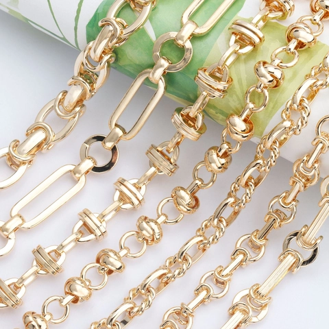 18K Vergulde Koperen Ketting Retro Minimalistische Schakelkettingen Voor DIY Ketting Armband Sieraden Maken Benodigdheden