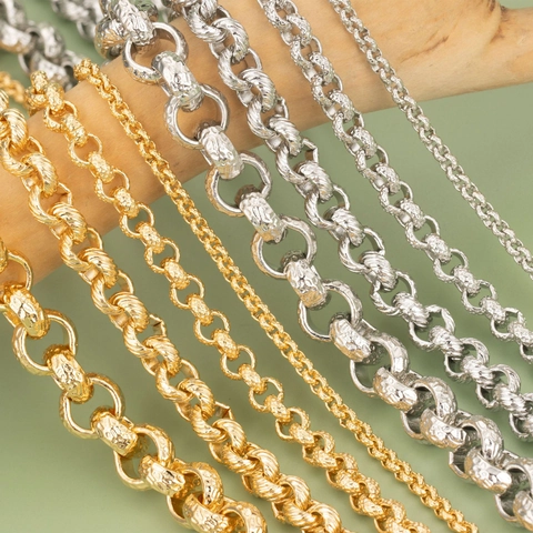 18K Vergoldete Kupfer DIY Schmuck Kette Hip Hop Koreanischer Stil Handgefertigt Glied Für Halskette Armband Herstellung Zubehör