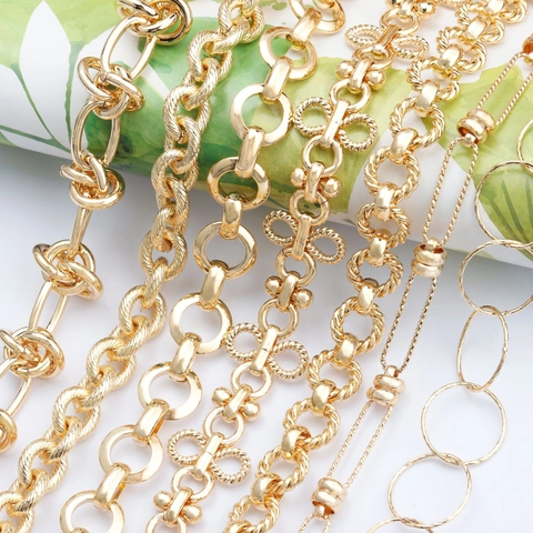 Handmade DIY Jewelry Making Copper Chain Material Eighteen Karat Gold Plated For Necklace Bracelet Accessory Component