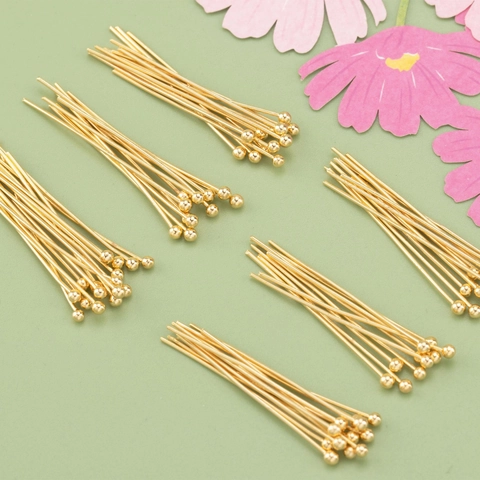 18K Gold Plated Copper Ball Head Pins For DIY Jewelry Making Findings Earring Hairpin Accessories Round Head Metal Pins